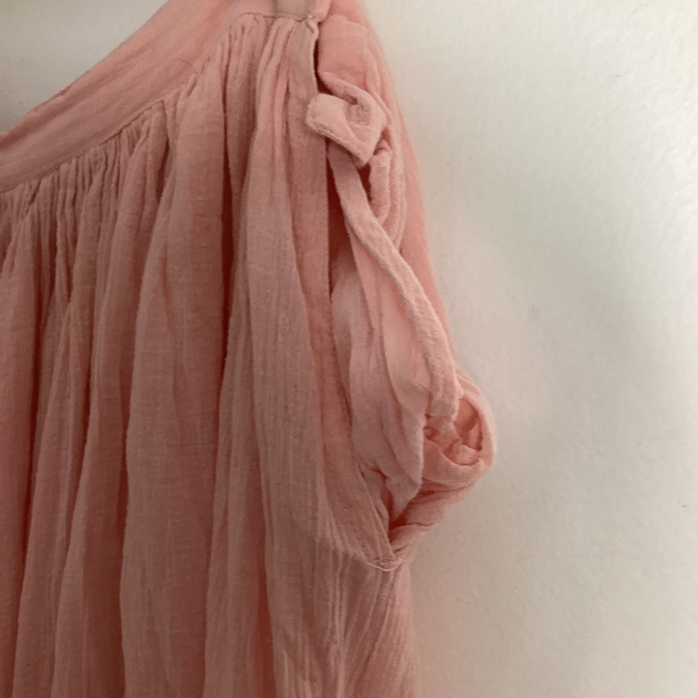Y2K ESPIRIT WOMANS 11/12  COTTON CRINKLED MIDI SKIRT PEACH LIGHT COLOR - Picture 6 of 9